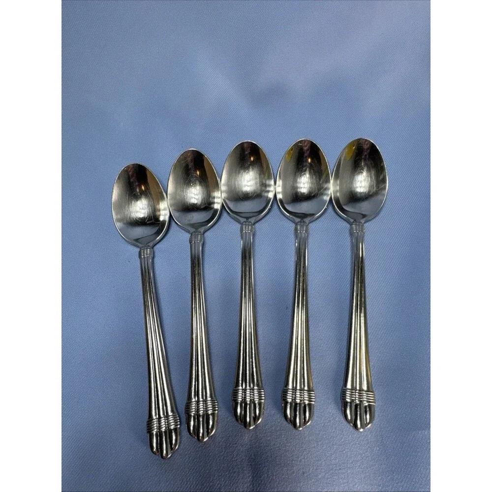 5 Wallace CONTINENTAL REGENCY Tablespoons Glossy 18/10 Ribbed 7 3/4